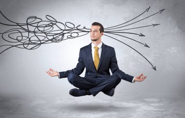 Doodle kavramı arındırıcı ile işadamı derin derin düşünür