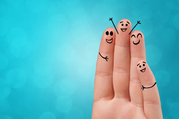 Happy little fingers smiling and hanging together — Stock Photo, Image
