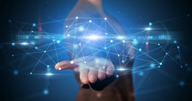 Web hologramın tutan kişi