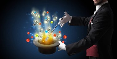 İllüzyonist hokkabaz şans üzerinden bir silindir