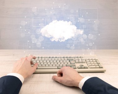 Zarif işadamı el ile bağlı yazarak kavramı postaları 