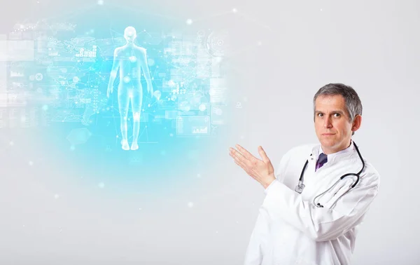 Professionella läkare med hela kroppen karta koncept — Stockfoto