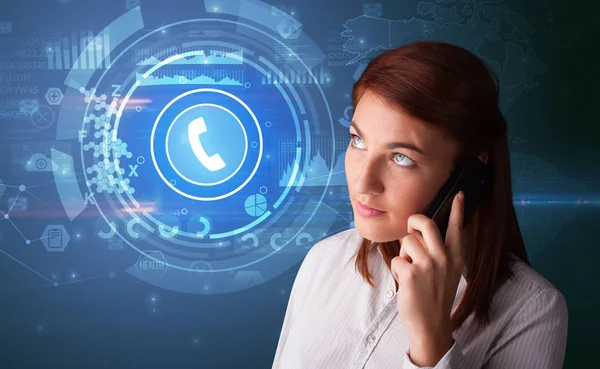 Persoon praten aan de telefoon met aanroepende concept — Stockfoto