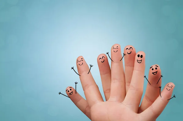 Happy little fingers smiling and hanging together — Stock Photo, Image