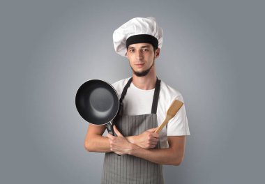 Cook mutfak aletleri ve boş duvar kağıdı