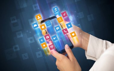 Smartphone ile açısal app simgeleri kullanarak ele