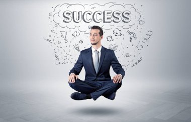 İşadamı doodle kavramı ile meditasyon