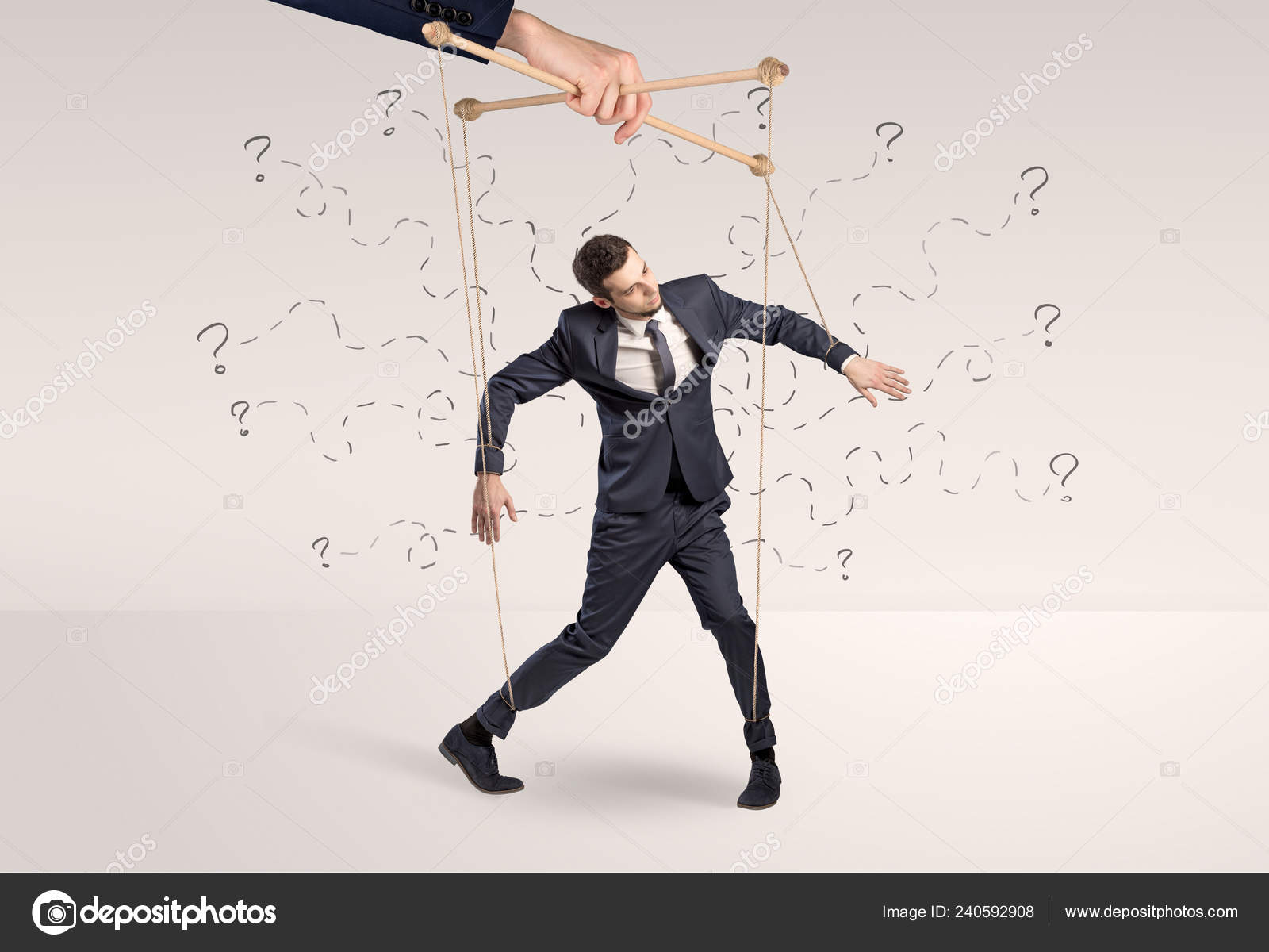 Puppet businessman with doodle lines around Stock Photo by ©ra2studio 240592908