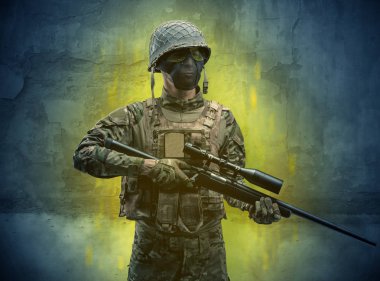 Tehlike asker ile yıkık duvar kağıdı