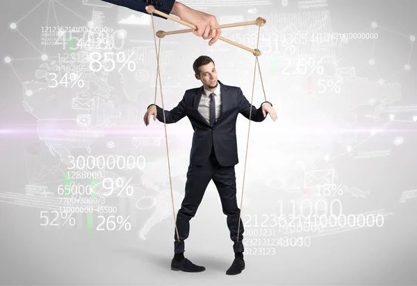 Subordinated puppet man with financial concept — Stock Photo, Image