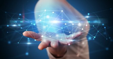Web hologramın tutan kişi