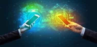 iki akıllı, iş ve iletişim konsepti