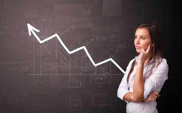 Person standing with increasing graph concept — Stock Photo, Image