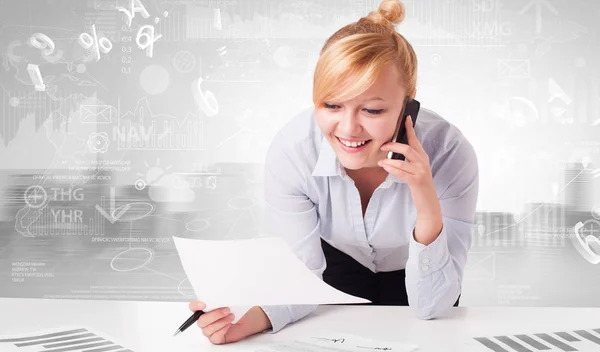 Front desk office with global database concept — Stock Photo, Image