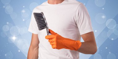 Glittered background with male housekeeper clipart
