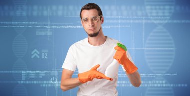 Süpürge ile temizlik Tema ve Dns grafik kalabalık