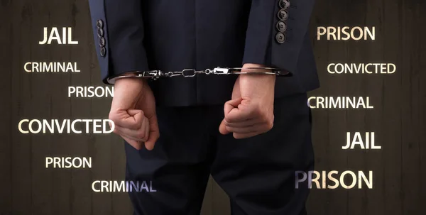 Закриті засуджені ярликами та наручниками — стокове фото