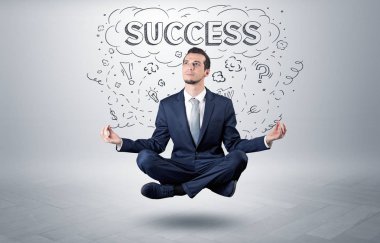 İşadamı doodle kavramı ile meditasyon