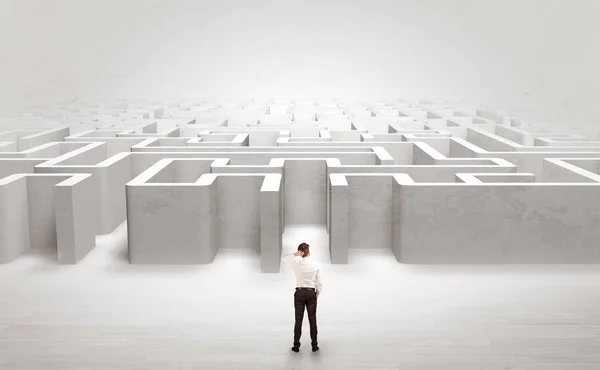 Üzletember, a szélén egy labirintus bejárata közötti választás — Stock Fotó