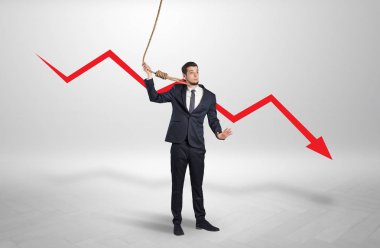 Kaybı kavramı azalan ile umutsuz iş adamı