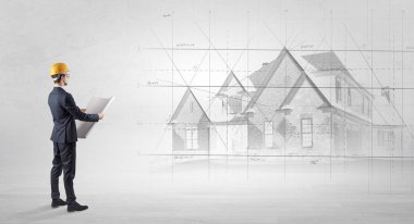 Ev planı ile ayakta mimar