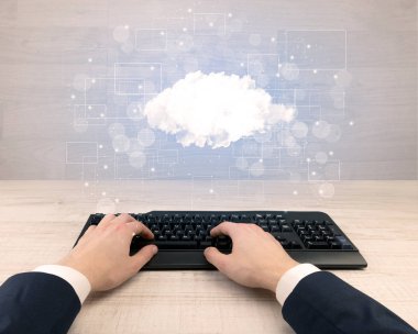 Zarif işadamı el ile bağlı yazarak kavramı postaları 