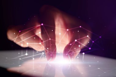 Tablet ağ kavramı ile dokunmadan parmak