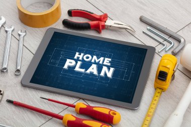 Tablet ve mimar araçları çevresinde