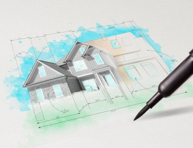 Kalem çizim ev planı kavramı