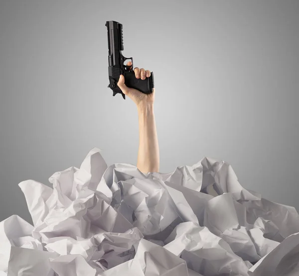 Breaking out from pile of paper — Stock Photo, Image