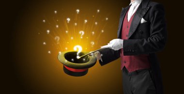 Sihirbaz hokkabaz bir silindir soru işaretleri