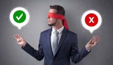 Blindfolded işadamı seçmek çalışıyor