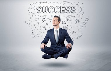 İşadamı doodle kavramı ile meditasyon