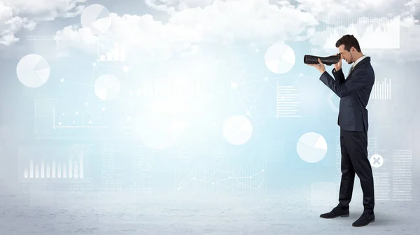 Businessman  looking forward with binoculars — Stock Photo, Image