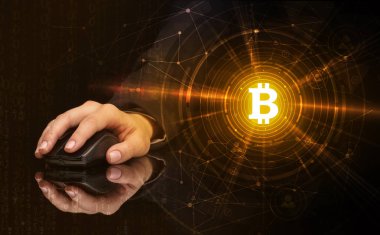 Cryptocurrency kavramı ile fare kullanarak ele