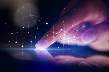 Tablet ağ kavramı ile dokunmadan parmak