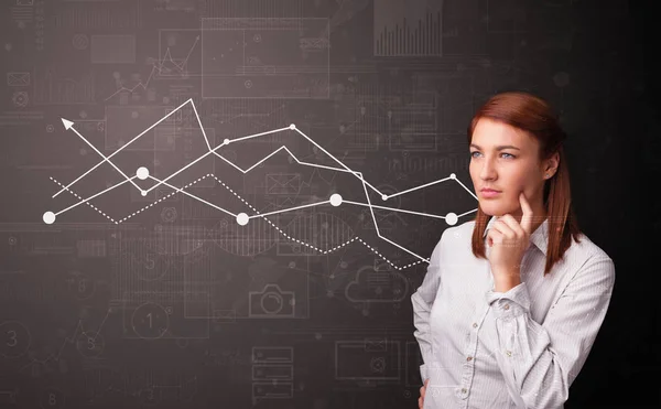 Person standing with increasing graph concept — Stock Photo, Image