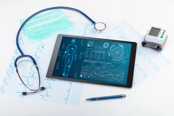 Medical full body screening software on tablet — Stock Photo, Image