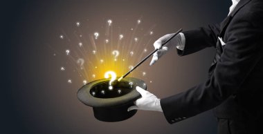 Sihirbaz hokkabaz bir silindir soru işaretleri