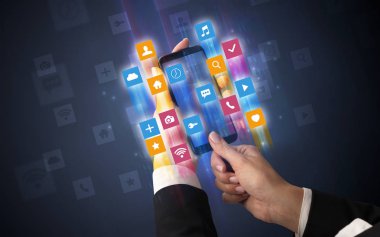 Smartphone ile açısal app simgeleri kullanarak ele