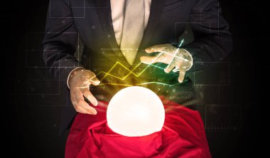 İşadamı borsa sihirli bir top ile geleceği tahmin