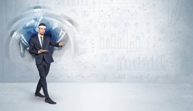 Grafik ve rapor kavramı ile mücadele işadamı