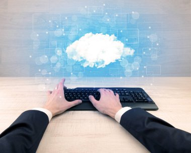 Zarif işadamı el ile bağlı yazarak kavramı postaları 