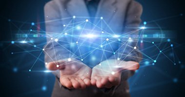 Web hologramın tutan kişi