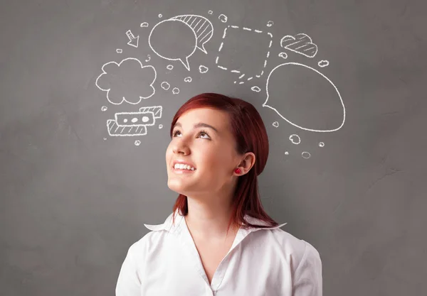 Student with doodle chat concept — Stock Photo, Image