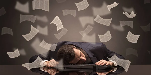 Businessman fell asleep at the office with paperwork concept — Stock Photo, Image