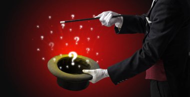 Sihirbaz hokkabaz bir silindir soru işaretleri