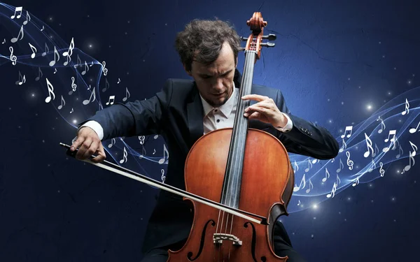 Lonely composer playing on cello — Stock Photo, Image