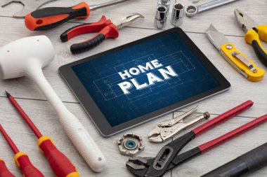 Tablet ve mimar araçları çevresinde