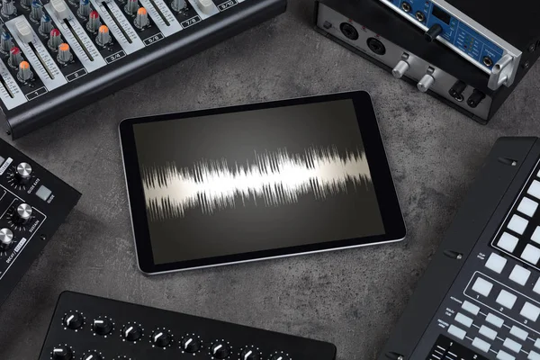 タブレットと電子音楽の楽器 — ストック写真